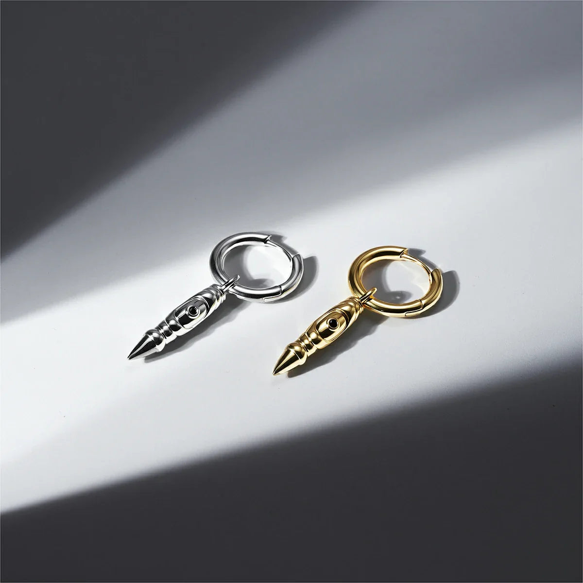 LAMINAR AXIS DROP HOOP EARRINGS